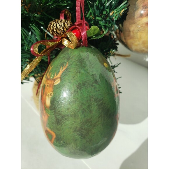 2 Lot Vintage Paper Mache Christmas Ornaments Of Santa: 1 Egg, 1 Round - Picture 7 of 10